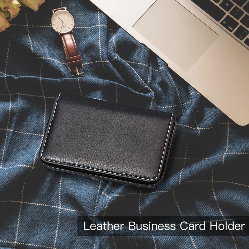 Padike Business Name Card Holder Luxury PU Leather,Business Name Card Holder Wallet Credit card ID Case/Holder For Men & Women - Keep Your Business Cards Organized(Black) - Image 5